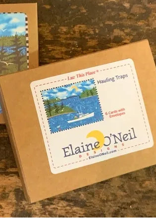 Back side of the "Hauling Traps" card set box with label. 