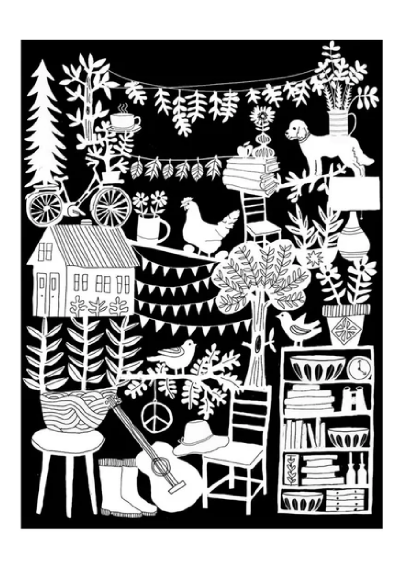 "Home Sweet Home" archival print in black ink.