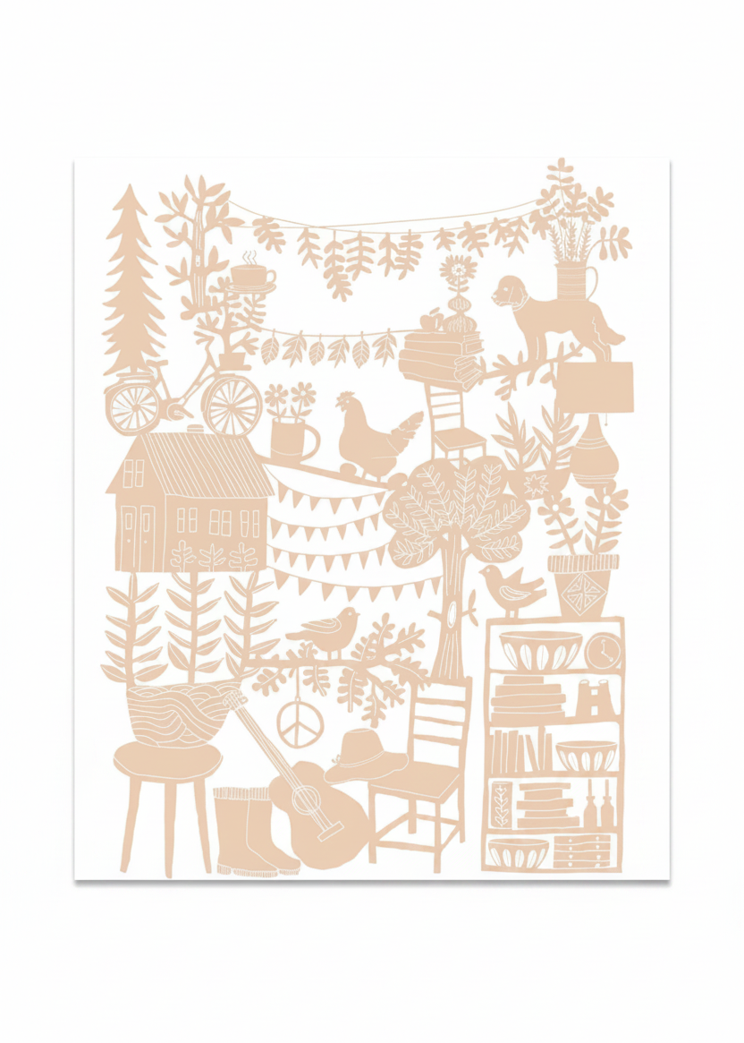 "Home Sweet Home" archival print in rose quartz colored ink.