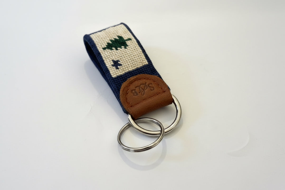 Old Maine Flag Needlepoint Keychain