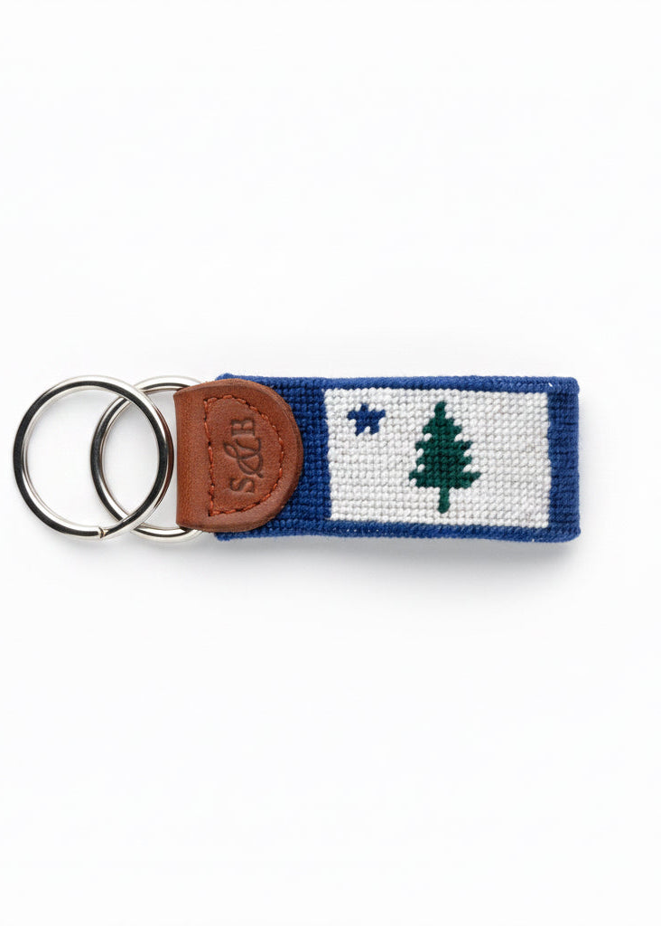 Old Maine Flag Needlepoint Keychain