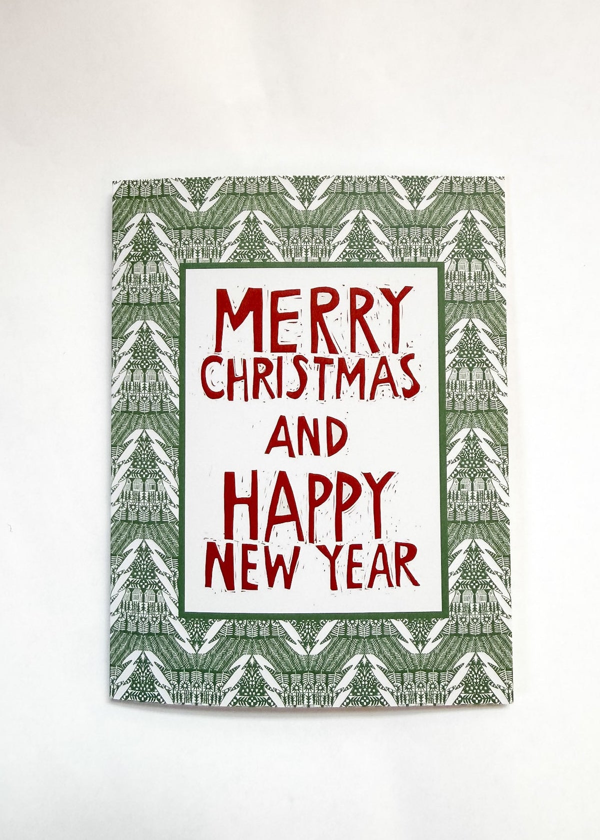 Green Trees Merry Christmas Card Set