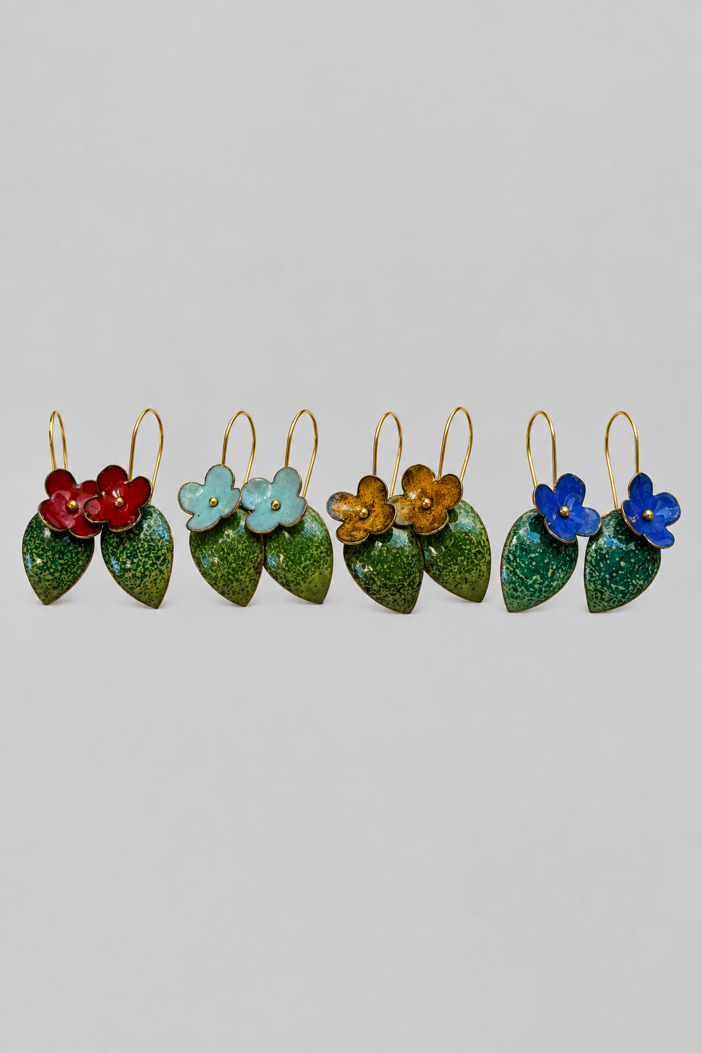 Flower on Baby Leaf Earrings