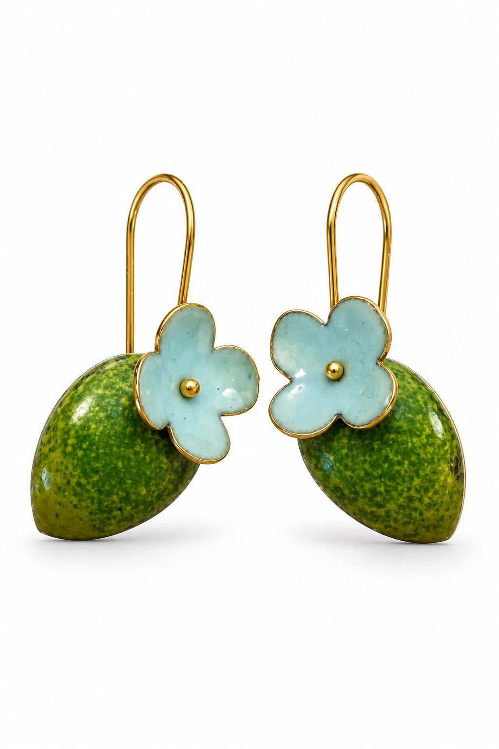 Flower on Baby Leaf Earrings