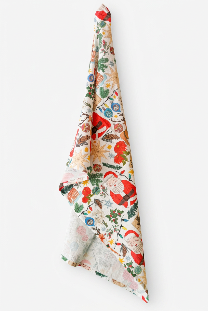 Cheeky Santa Tea Towel by Jennifer Judd-McGee