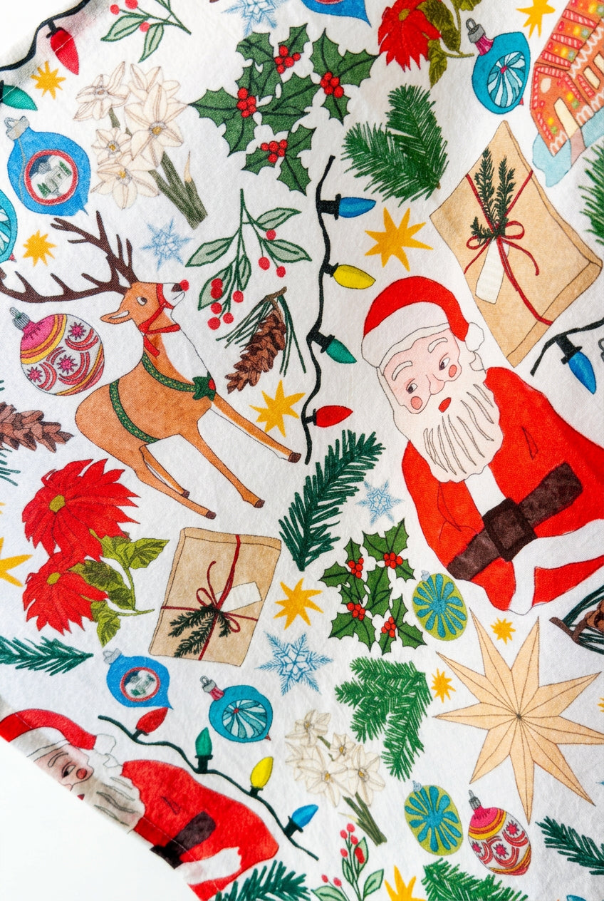 Cheeky Santa Tea Towel by Jennifer Judd-McGee