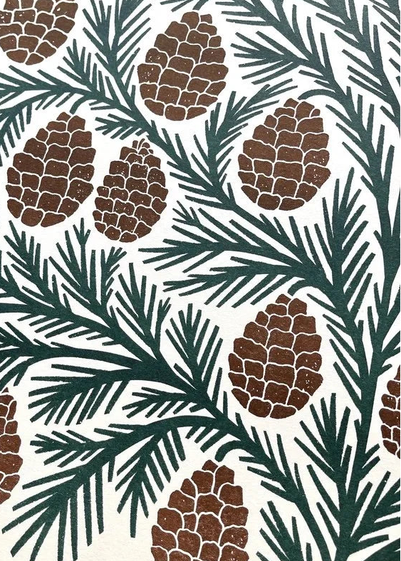 Pinecone Risograph Print