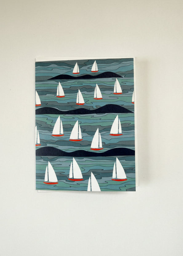 Simple Sailboats Notecard Set of 8 by Jennifer Judd-McGee