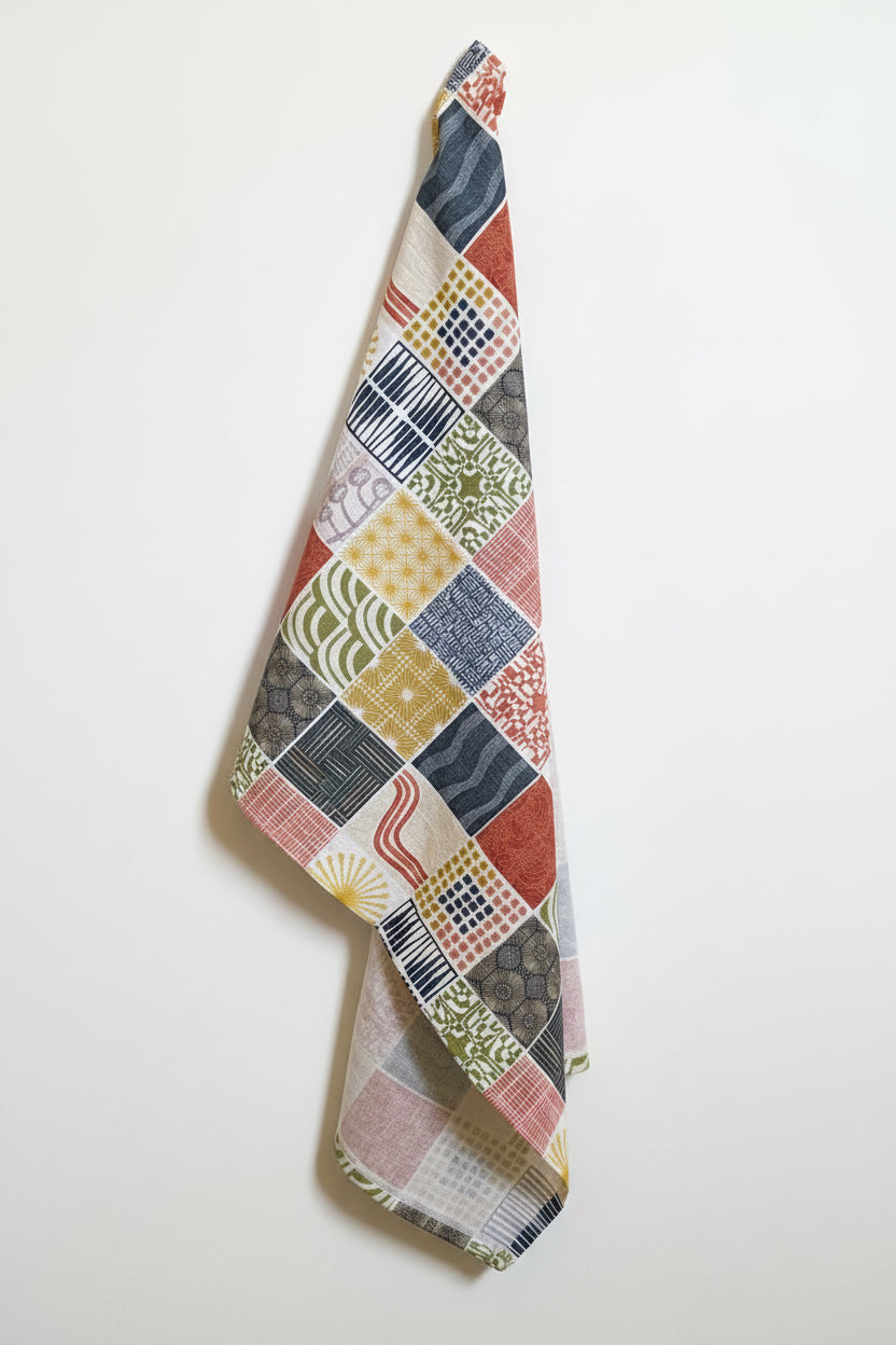 Little Boxes tea towel by Jen Judd-McGee