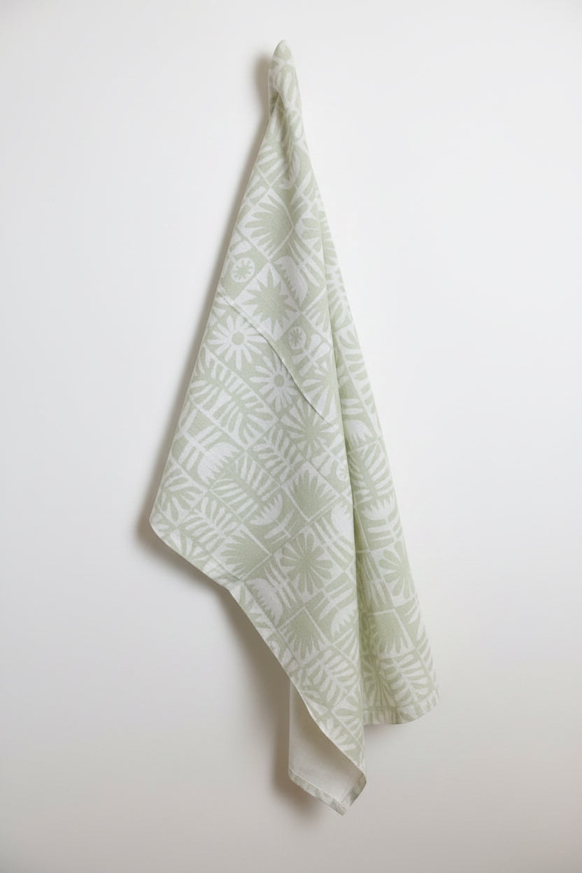 Neutral Scandi tea towel by Jen Judd-Mcgee