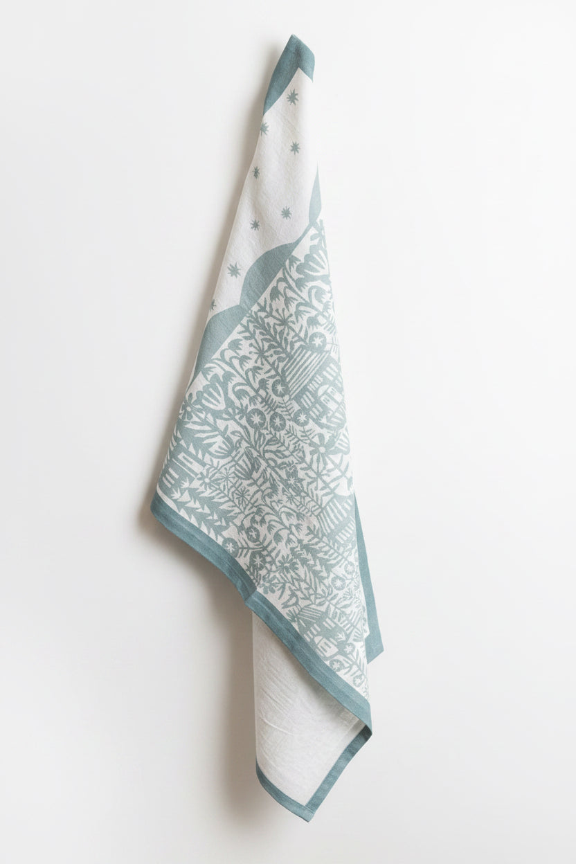 Starry Sky Light Blue Tea Towel by Jen Judd-McGee