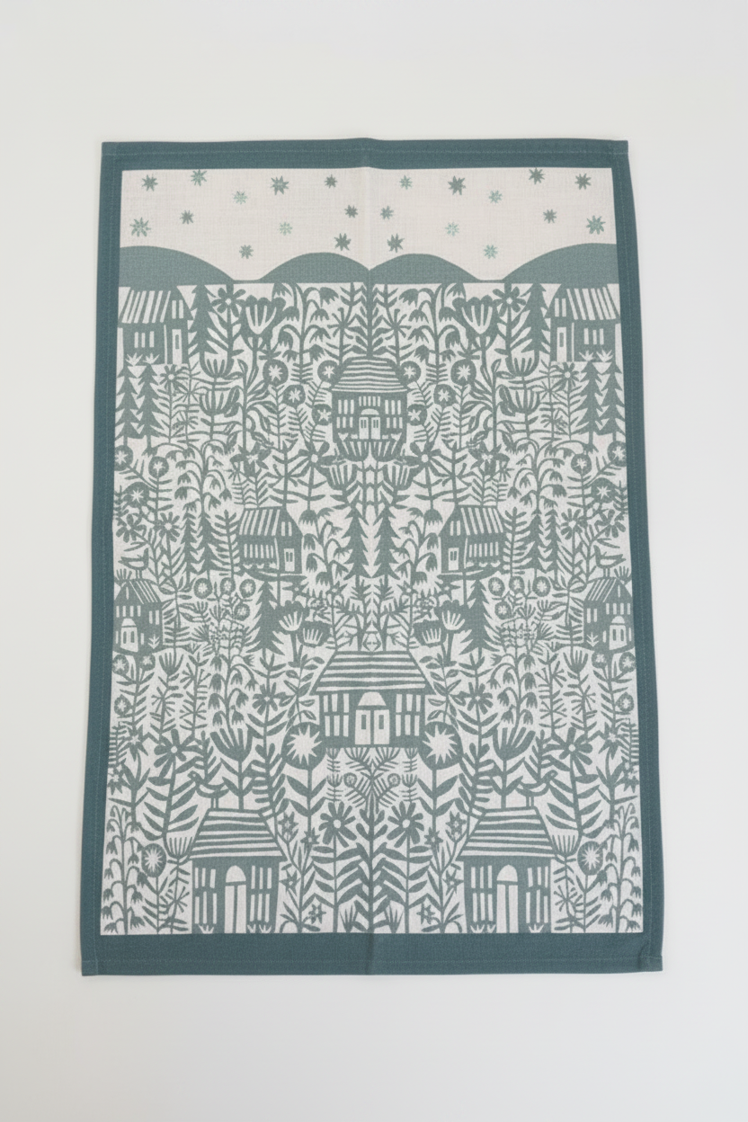 Starry Sky Light Blue Tea Towel by Jen Judd-McGee