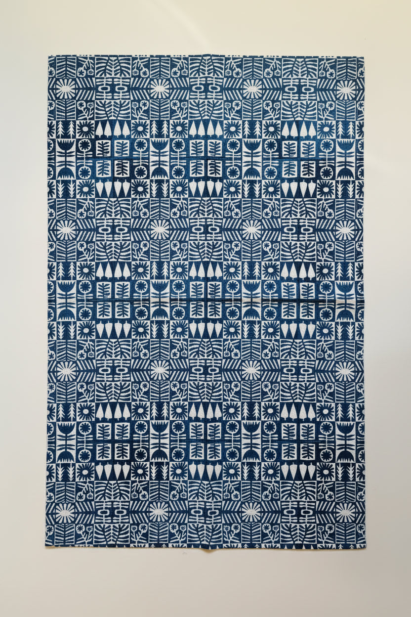 Blue Scandi tea towel by Jen Judd-McGee