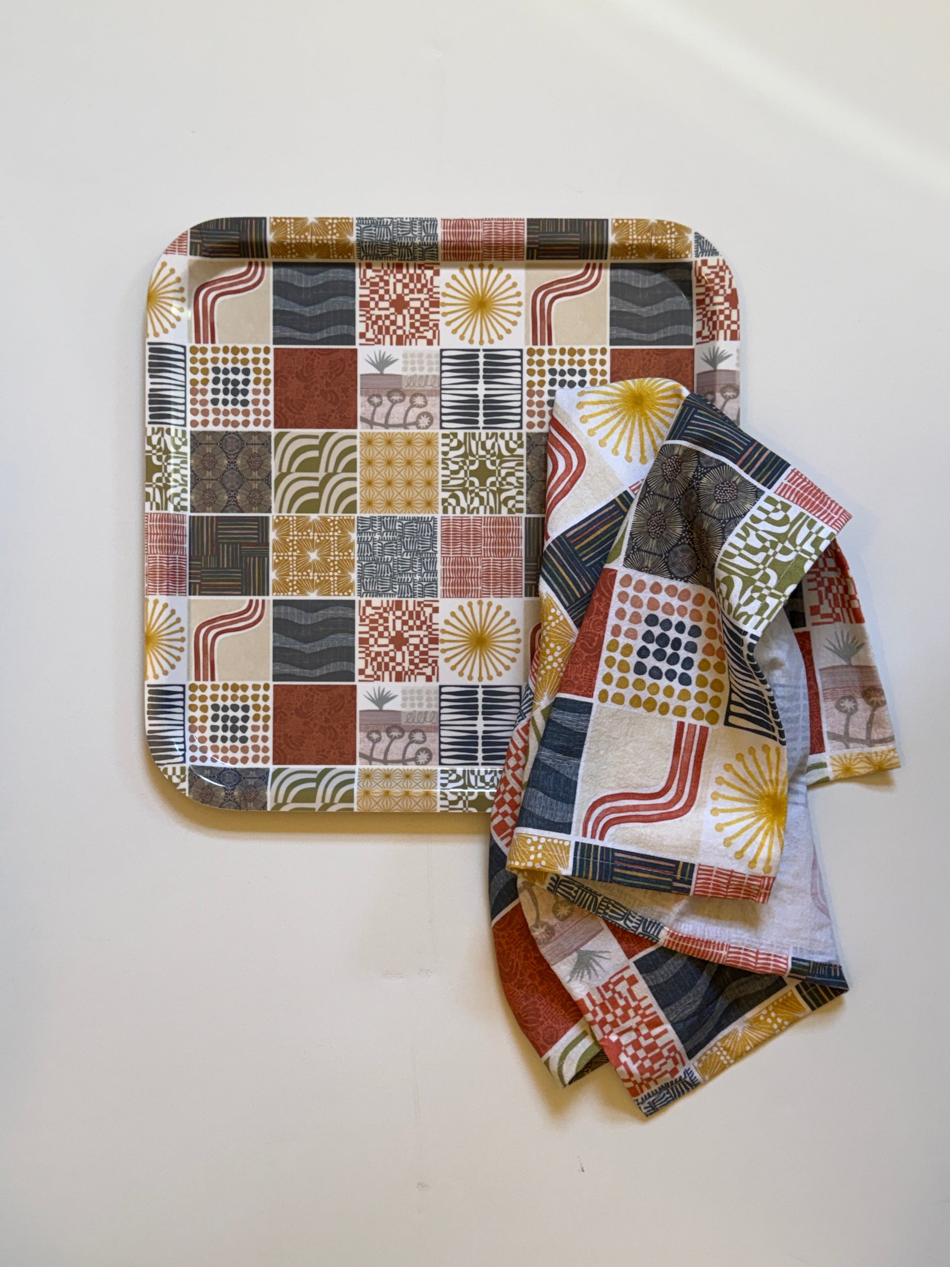 Little Boxes tea towel by Jen Judd-McGee