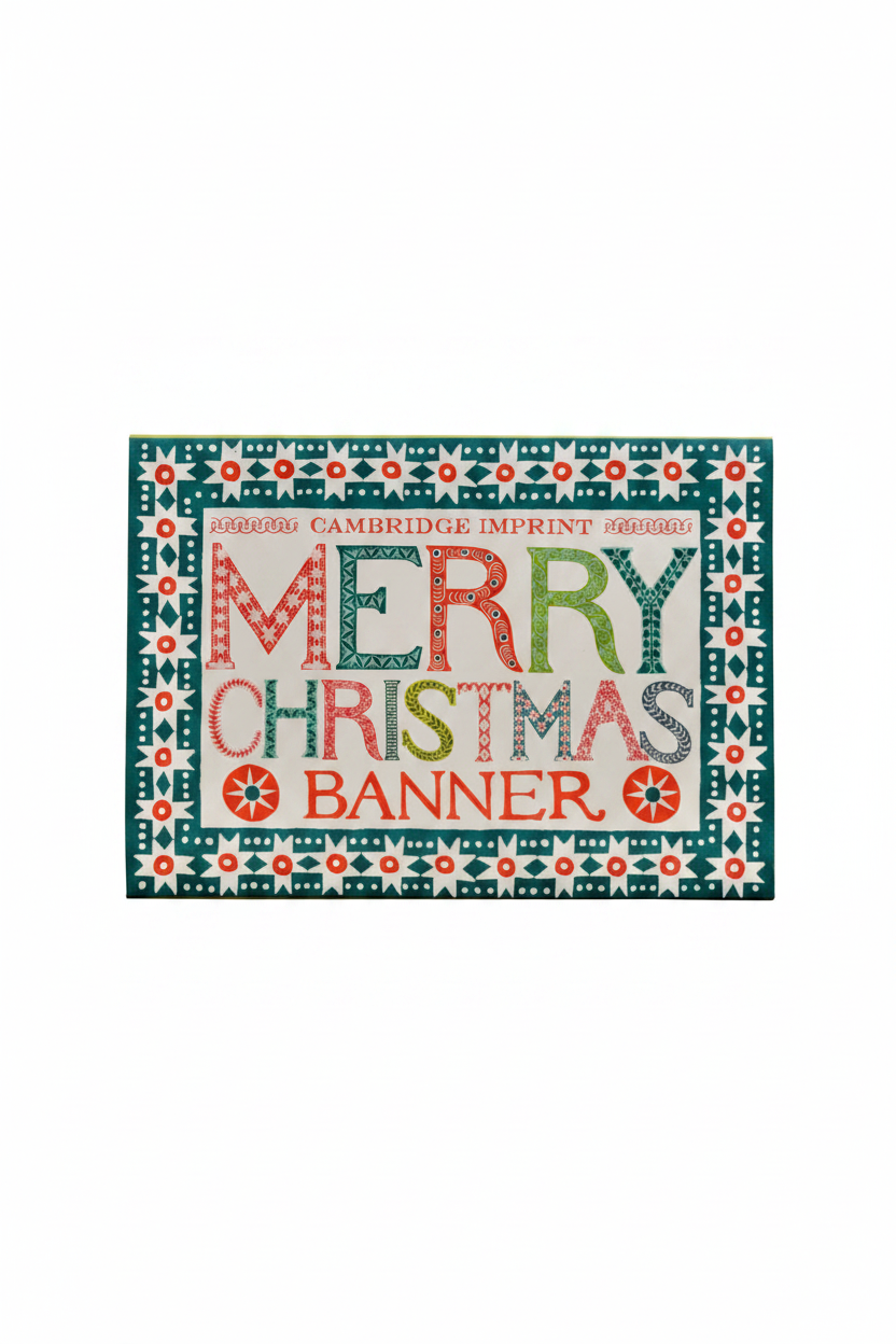 An image of the Merry Christmas banner before the letters have been punched out and strung together.