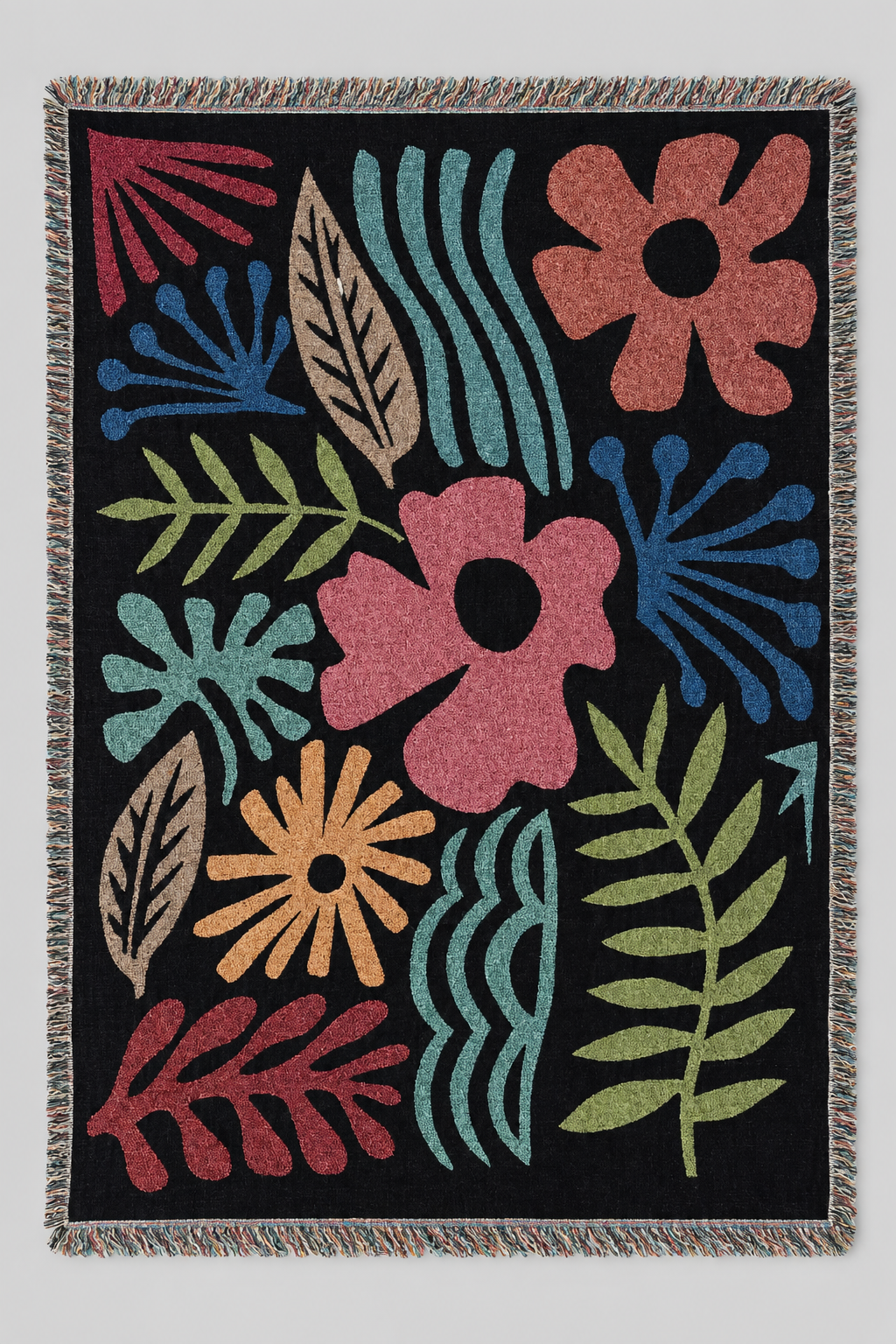 Image of the "Moonlight Garden" Woven Cotton Blanket by Jennifer Judd-McGee.