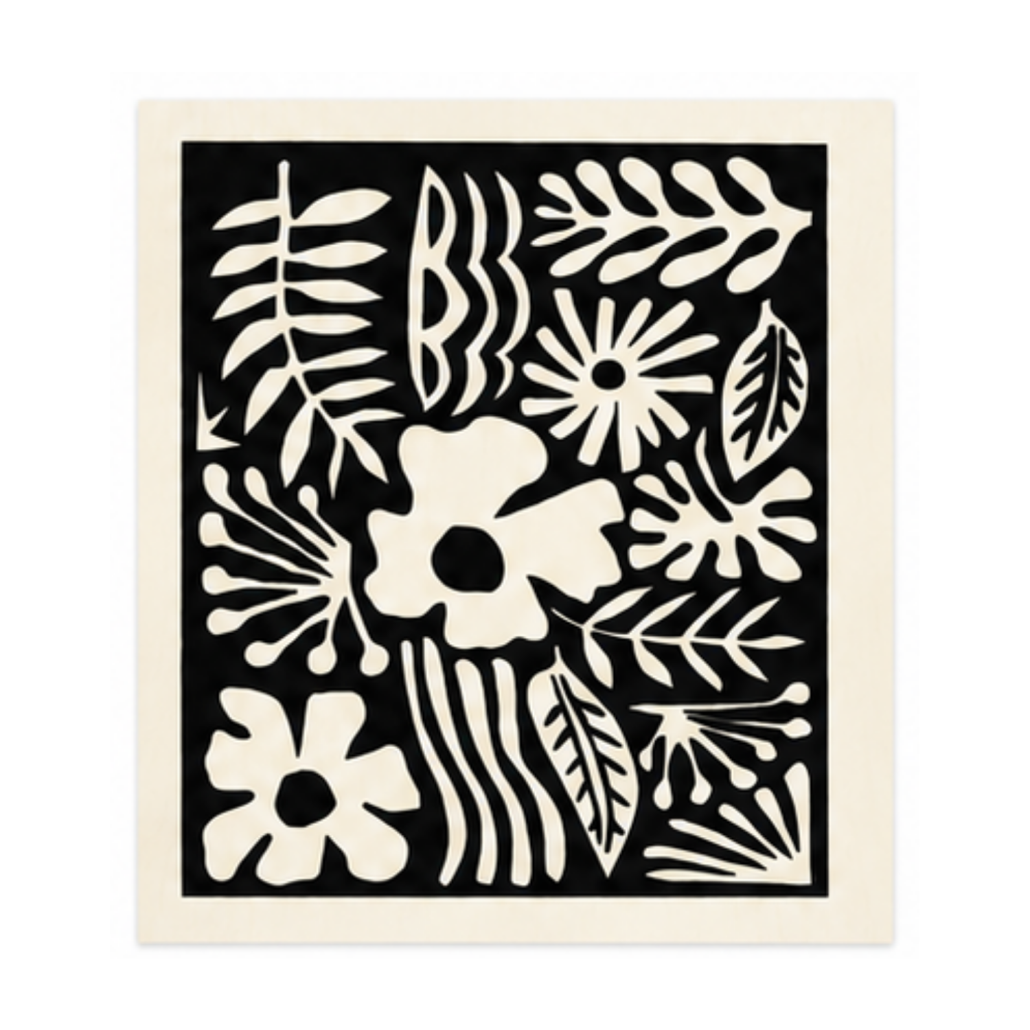 Reusable Swedish dishcloth featuring the "Moonlight Garden" pattern with black and white organic floral and leaf designs.