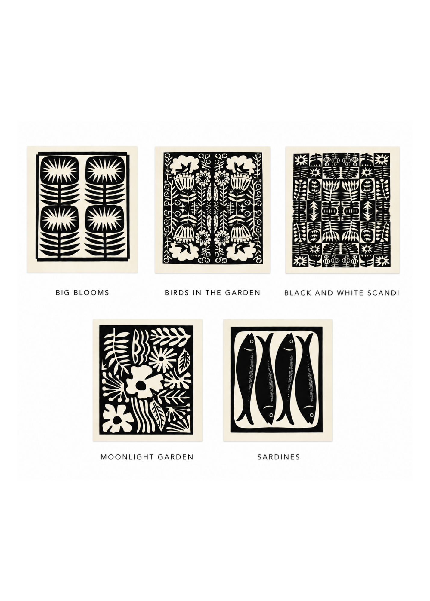 Reusable Swedish dishcloths featuring original artwork by Jennifer Judd-McGee, with each design labeled by name.