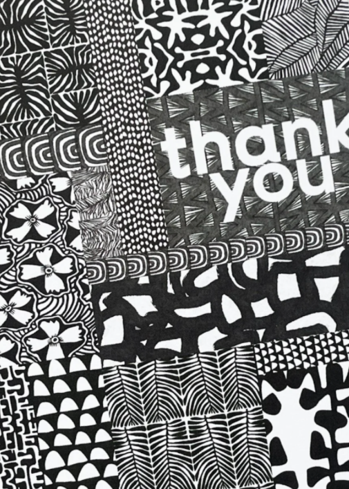 Thank You Black and White Card Set of 8 by Jennifer Judd-McGee