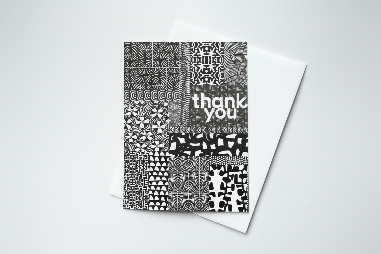 Thank You Black and White Card Set of 8 by Jennifer Judd-McGee