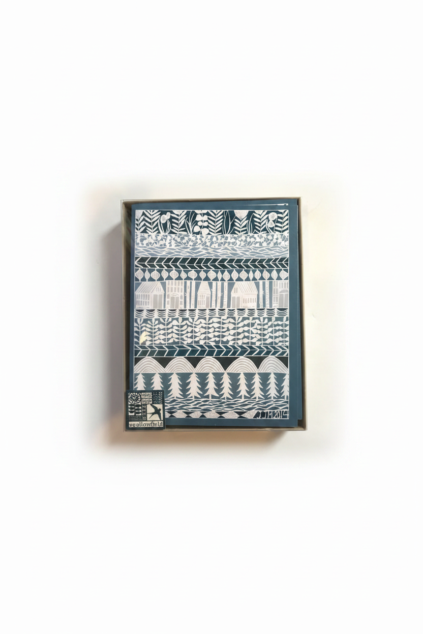 Stacked Blue Papercutting Notecard Set  by Jennifer Judd-McGee