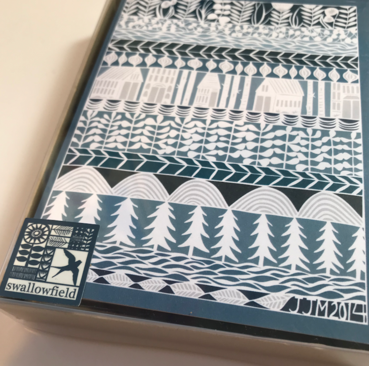 Stacked Blue Papercutting Notecard Set  by Jennifer Judd-McGee