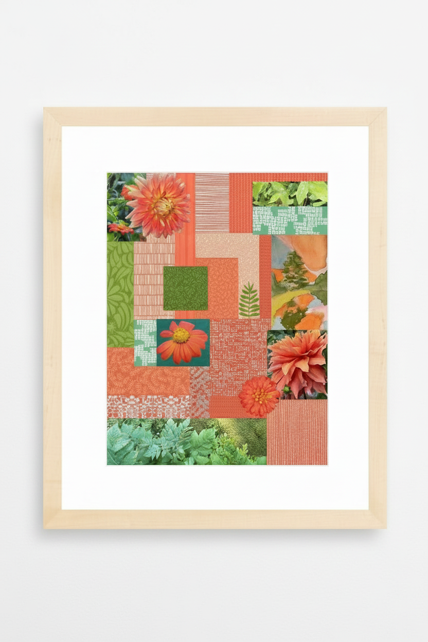 Orange Colorblock Collage Archival Print by Jennifer Judd-McGee