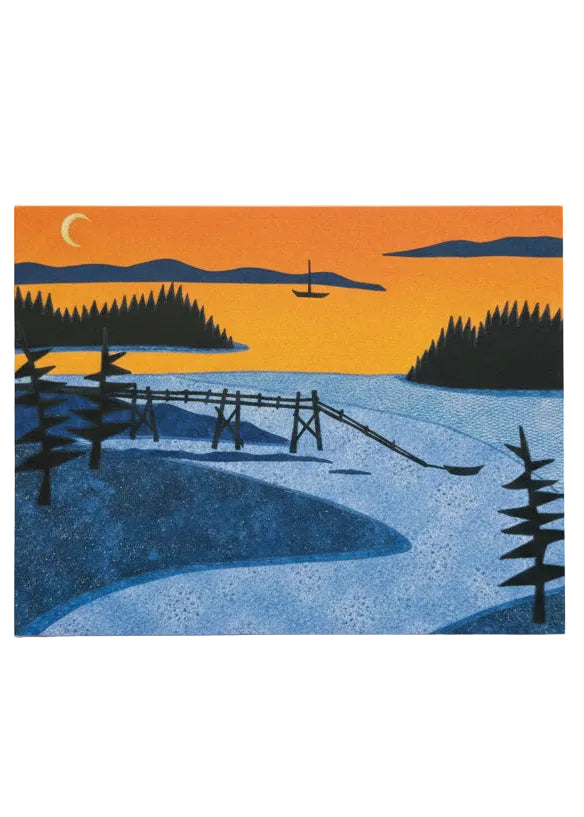One "Sunset over Penobscot Bay" Card showing the art's detail.