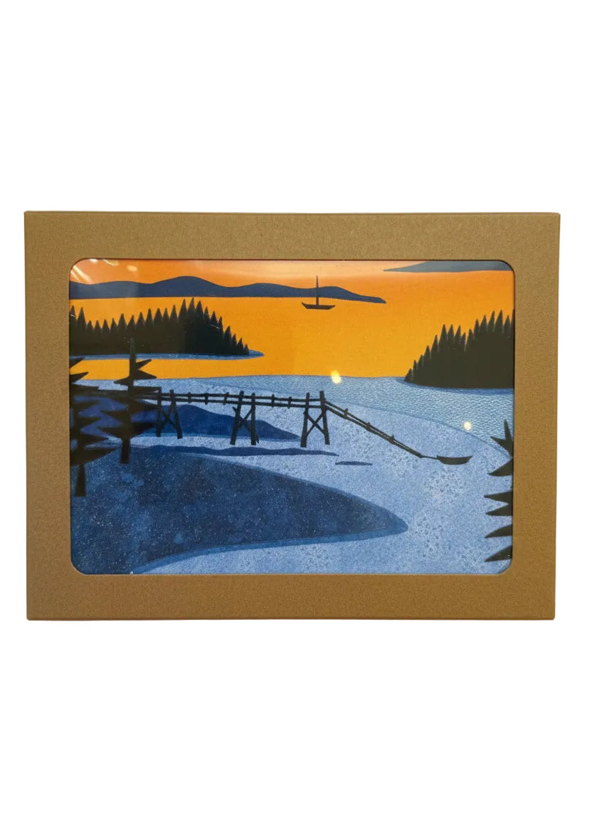 "Sunset over Penobscot Bay" Card Set in a kraft paper box.