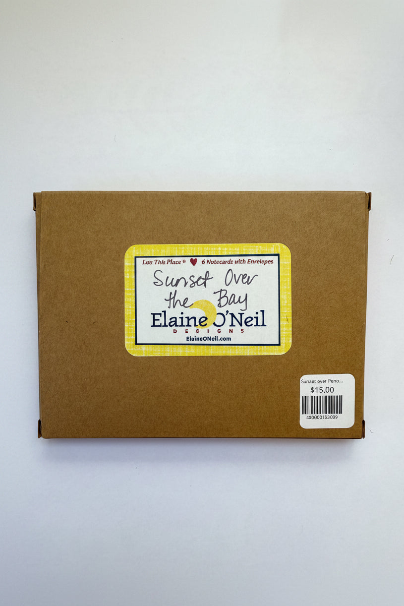 Back of the "Sunset over Penobscot Bay" card set box.