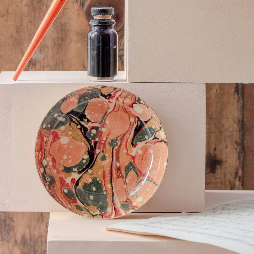 Marbled Round Enamel Tray