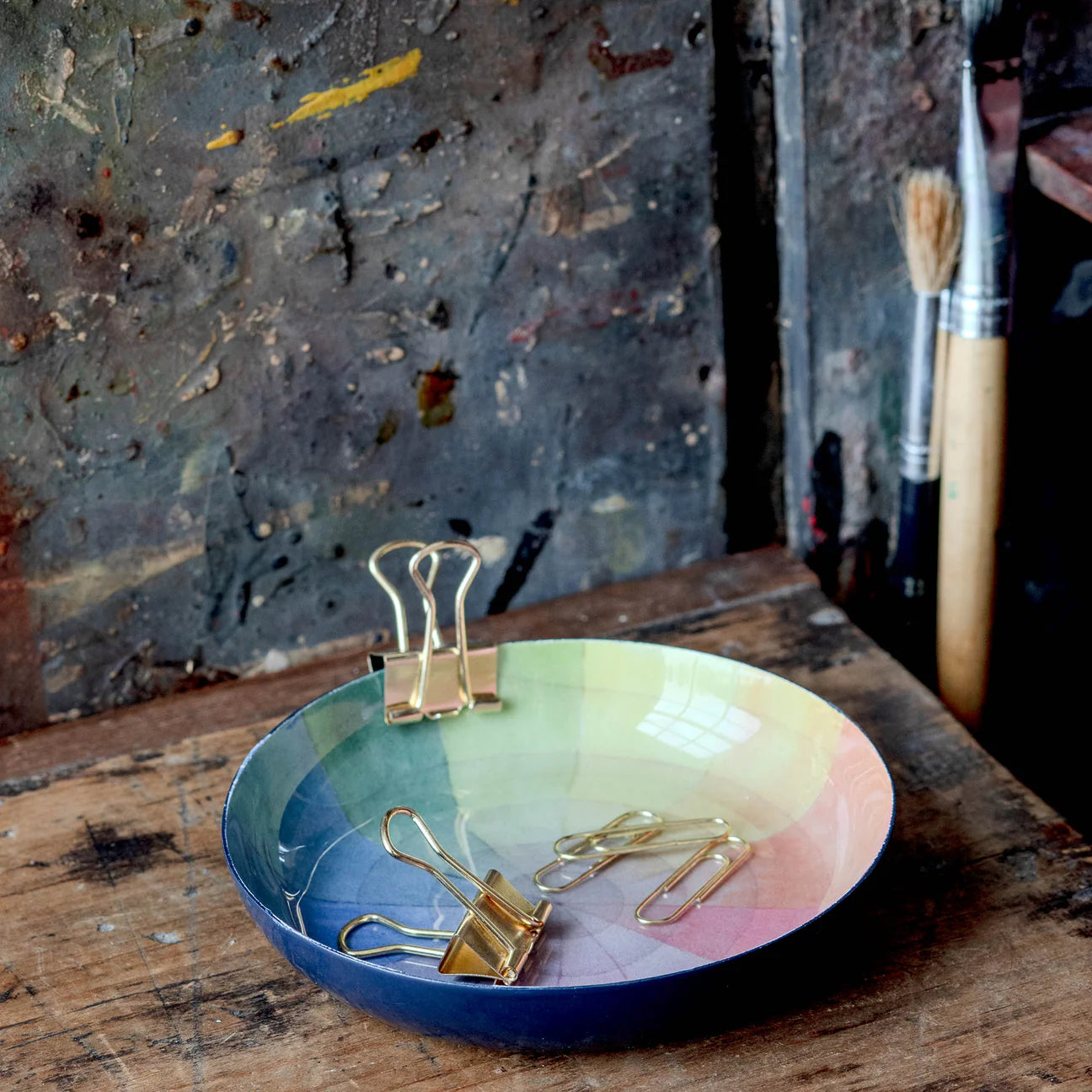 Vintage Colour Wheel Round Small Enamel Tray