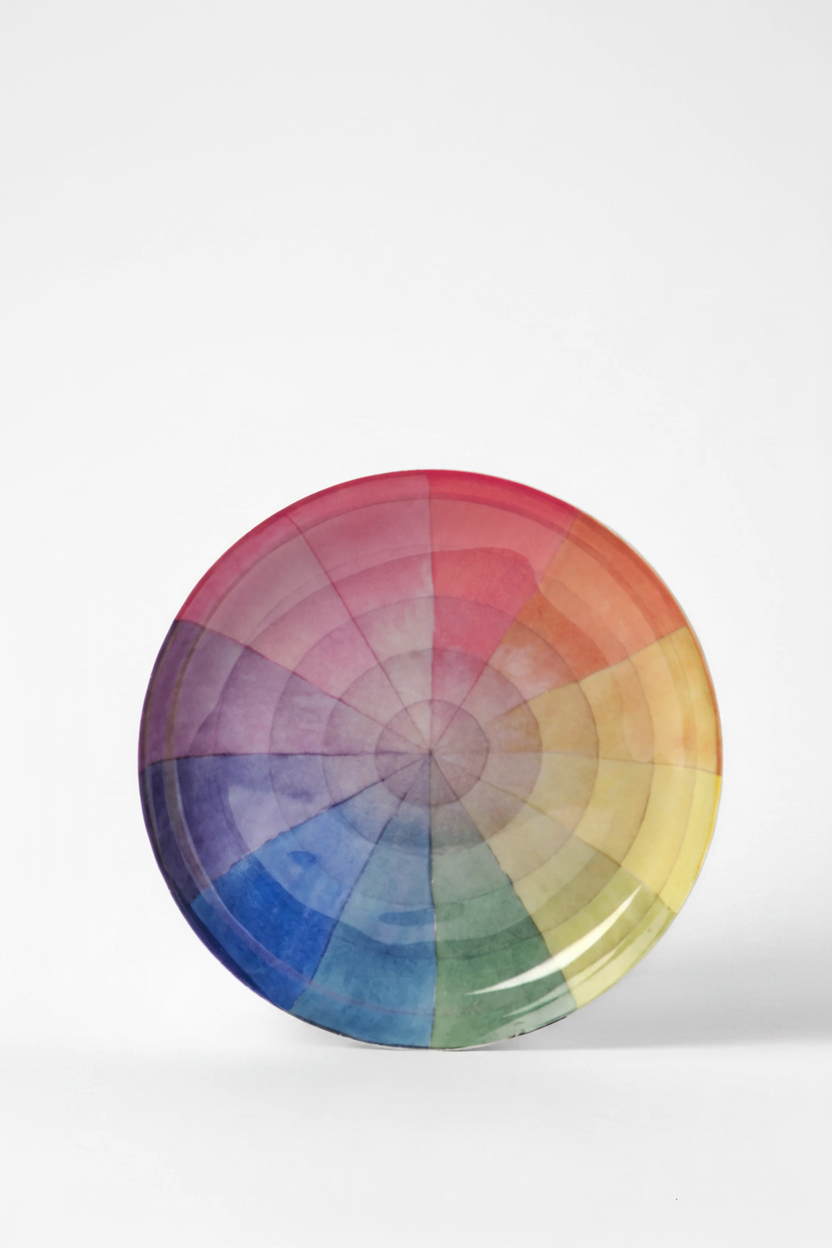 Vintage Colour Wheel Round Small Enamel Tray