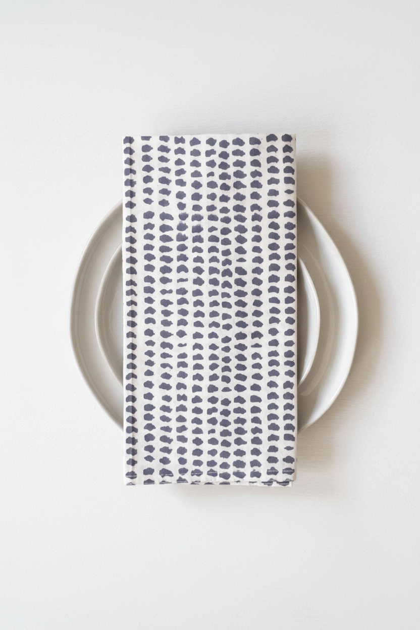 Charcoal Dot Block Printed Napkins Set of 4
