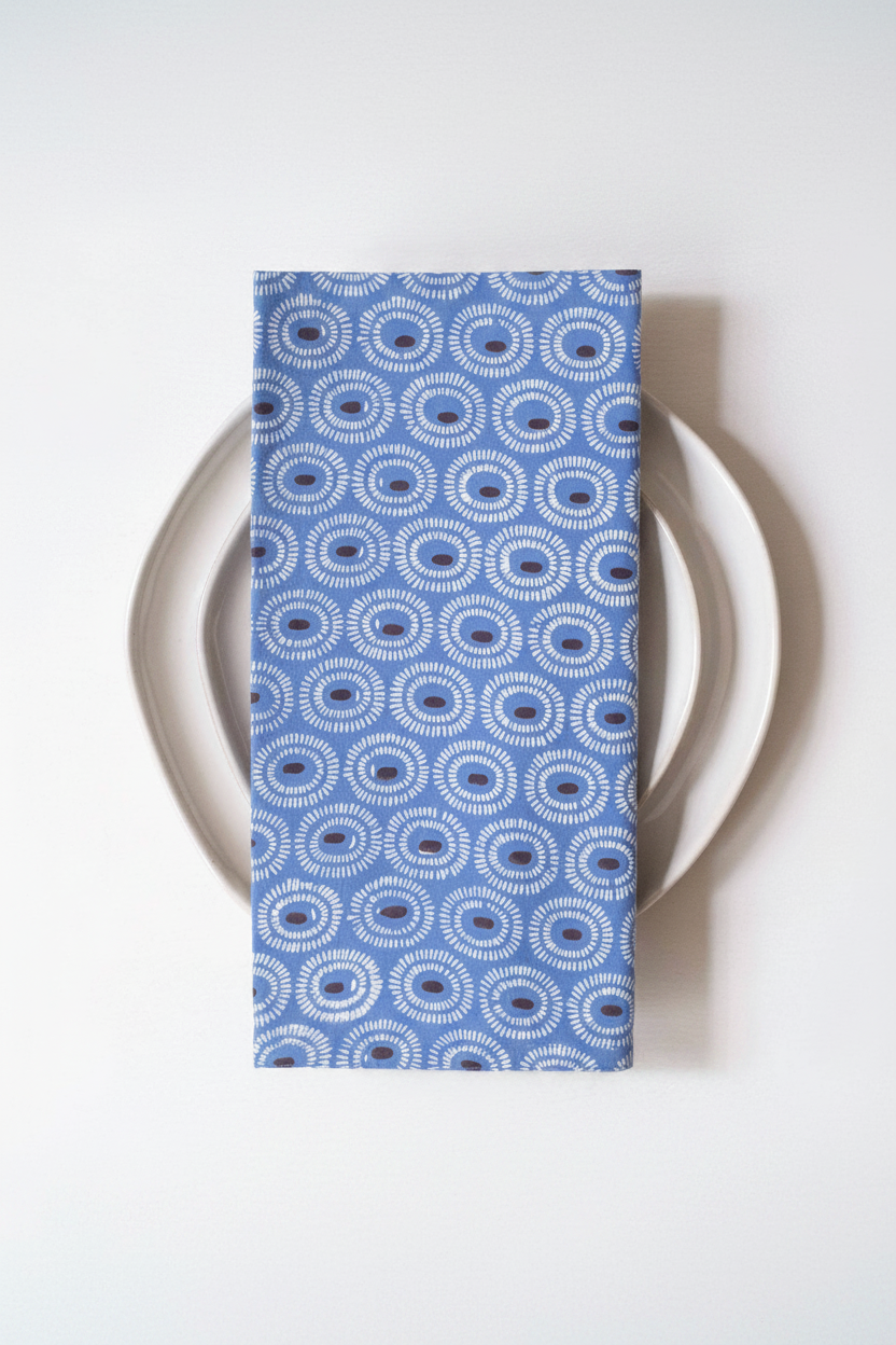 Tangier Indigo Block Printed Napkins Set of 4