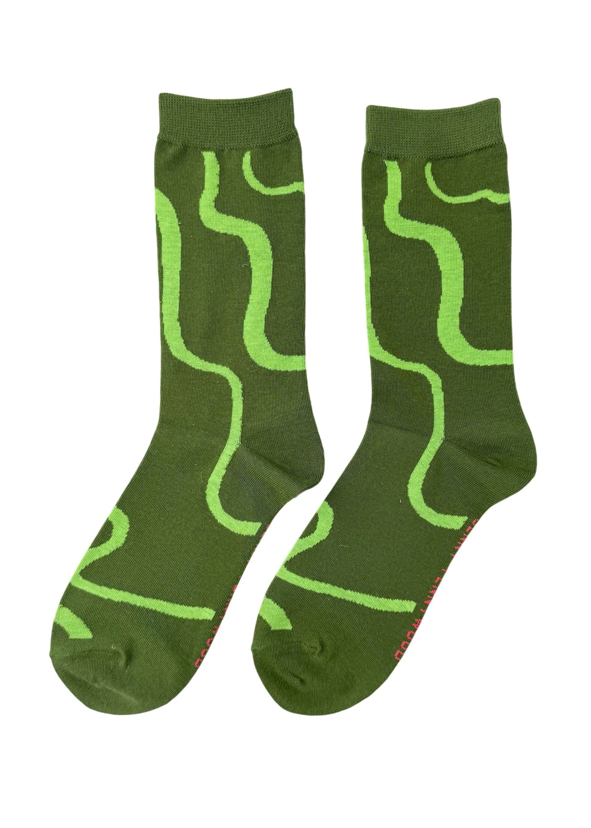 Ziggy in Lime & Moss Crew Socks