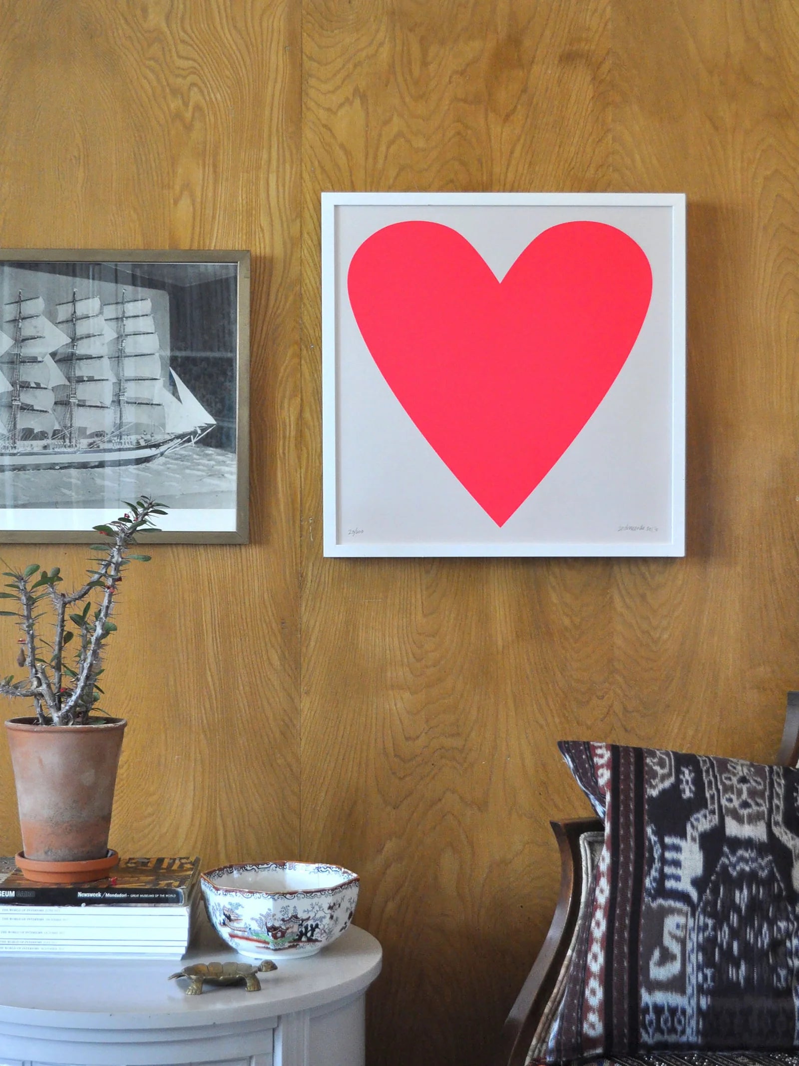 Large Neon Pink Heart Print