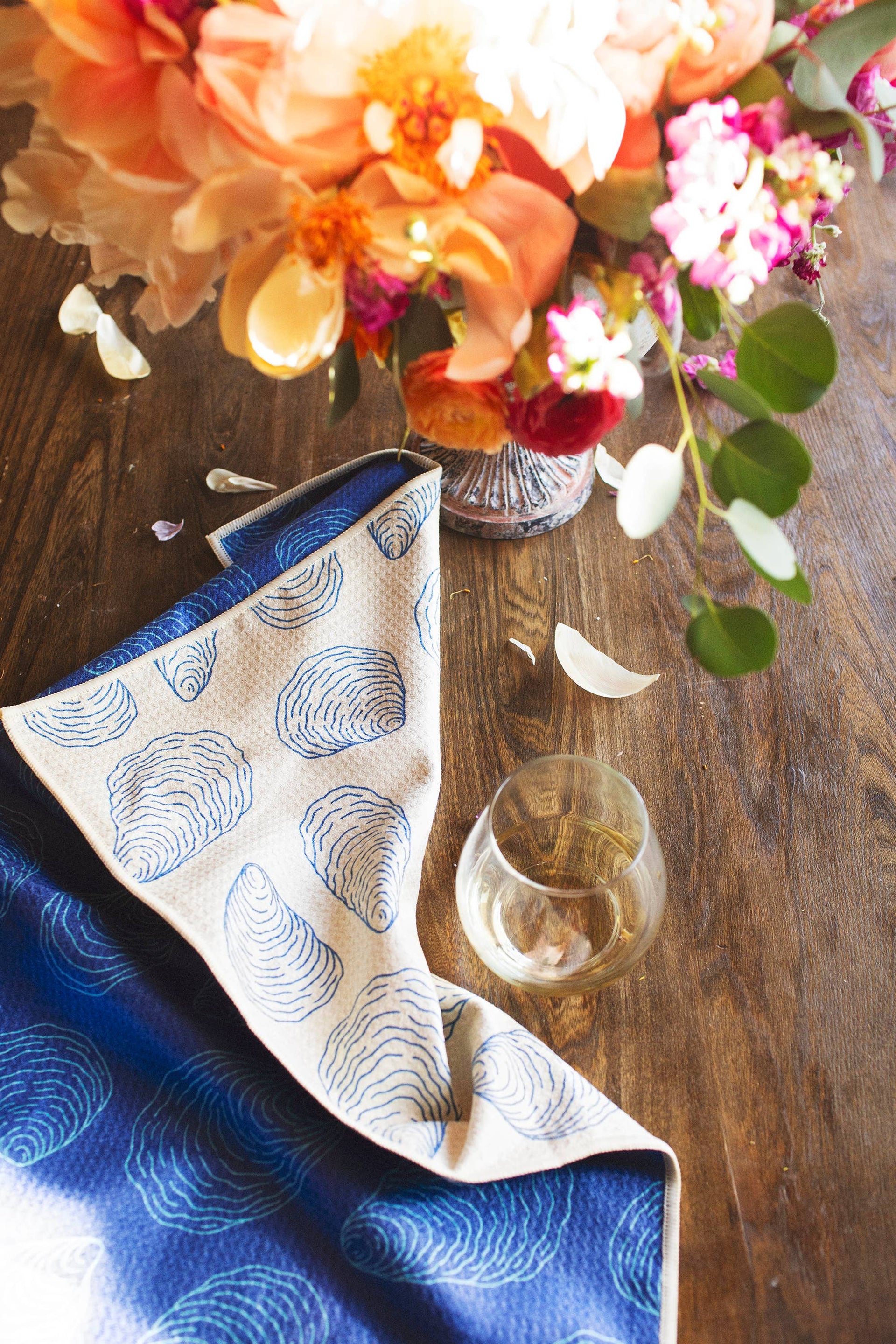 Coastal Oysters Kitchen Quick Dry Tea Towel