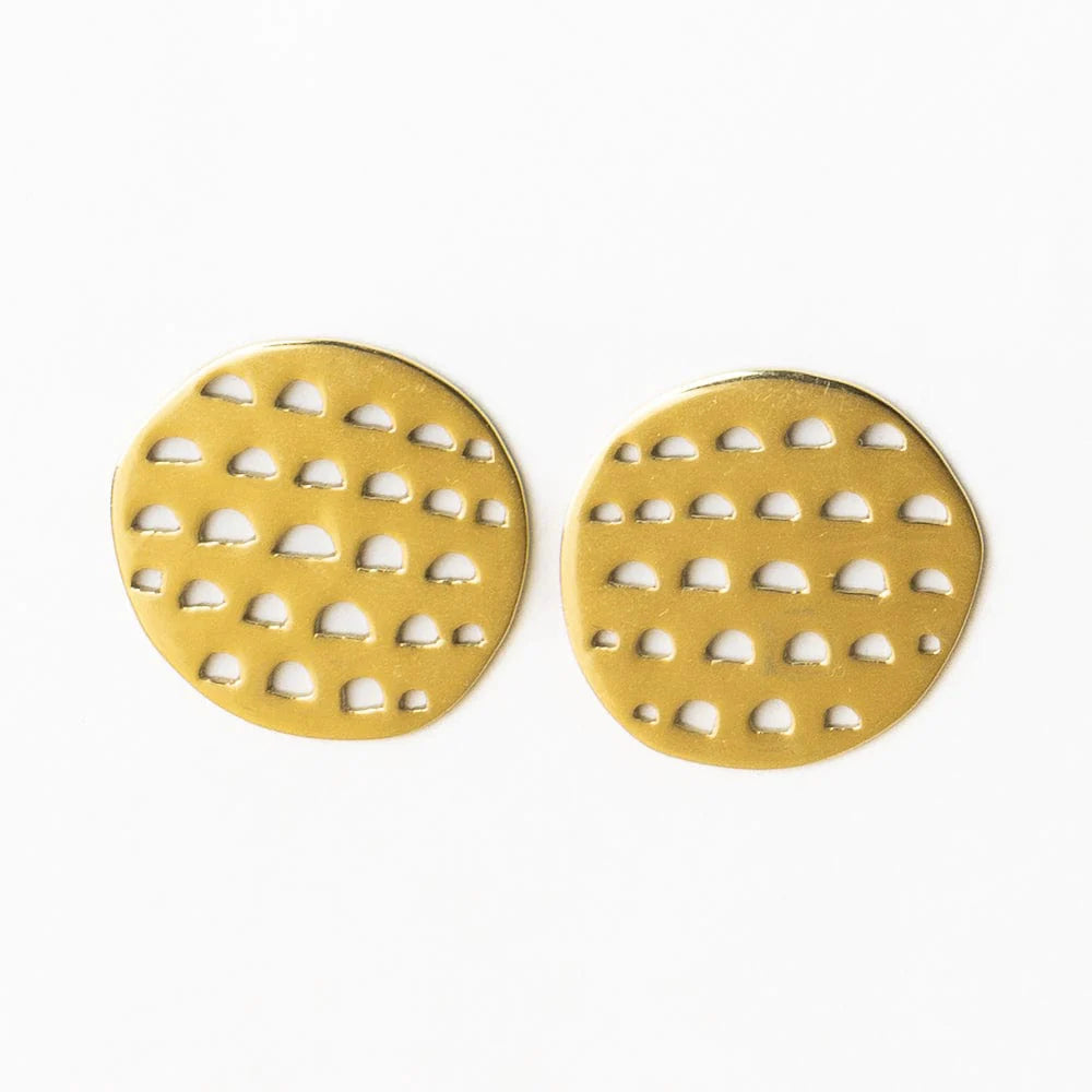Aretha Circle With Cut Outs Post Earrings