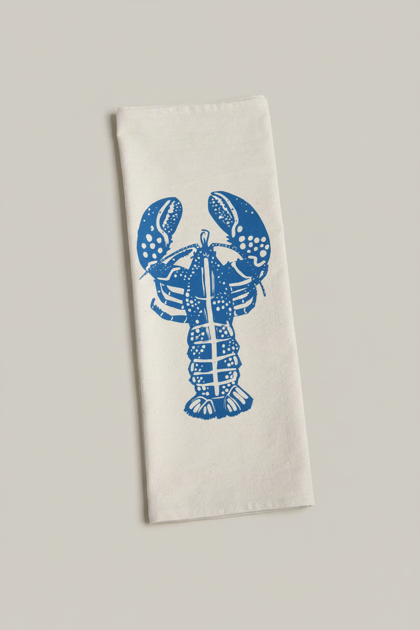 Organic Cotton Blue Lobster Tea Towel