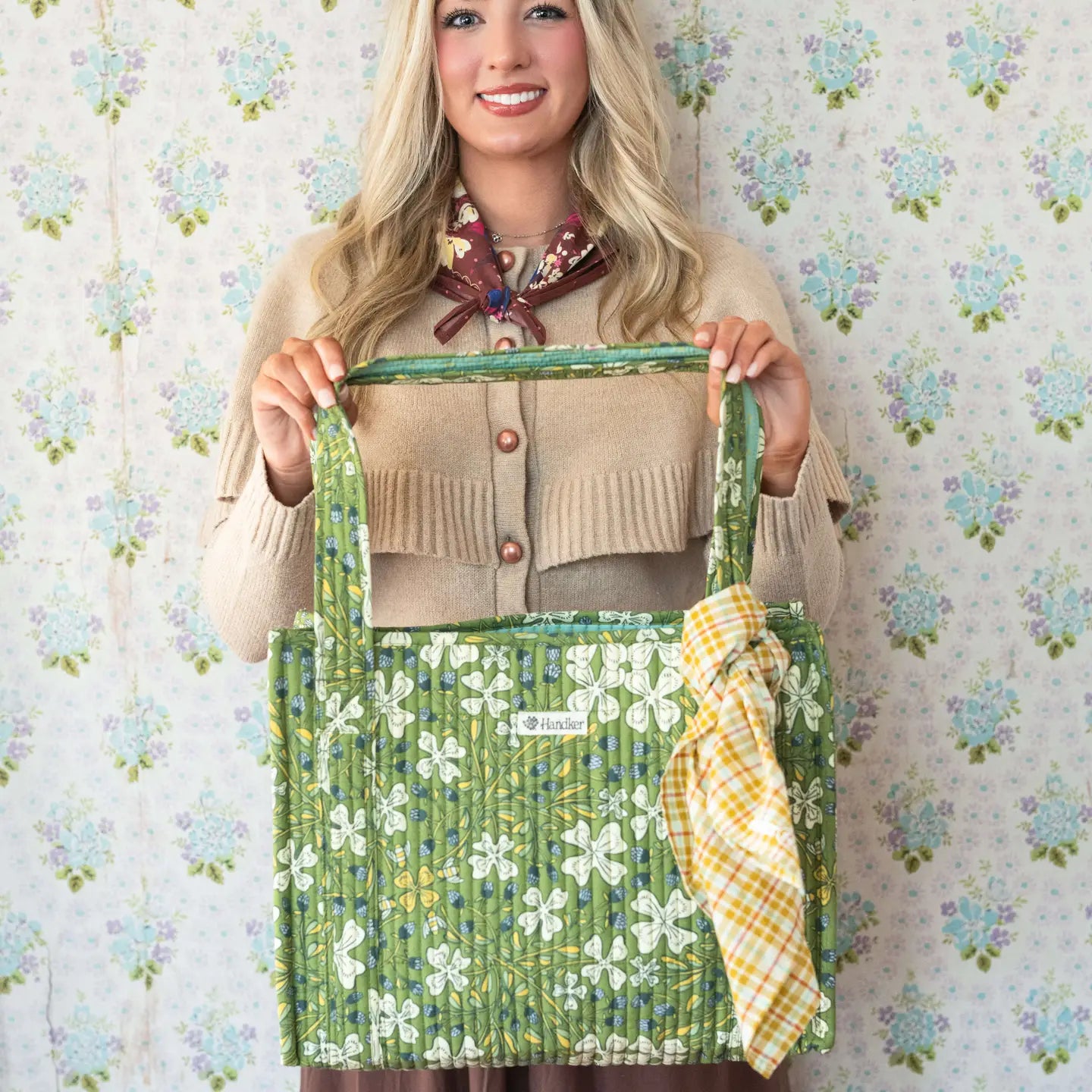 Josephine Green Quilted Tote