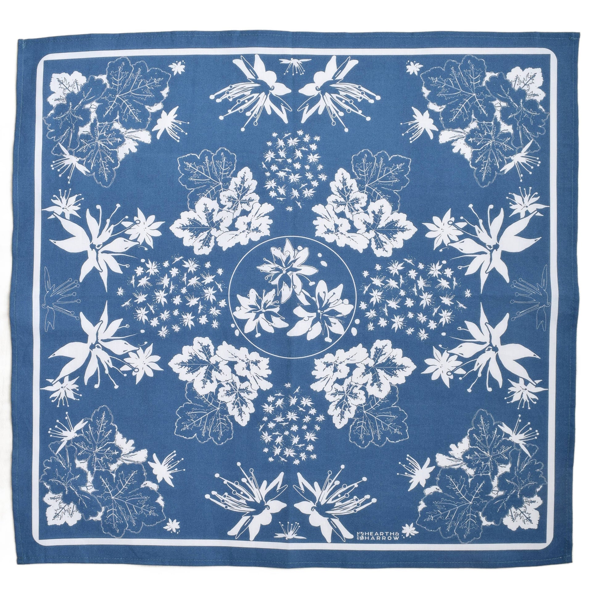 Shade Garden Bandana - 100% Cotton - Blue - Garden Print