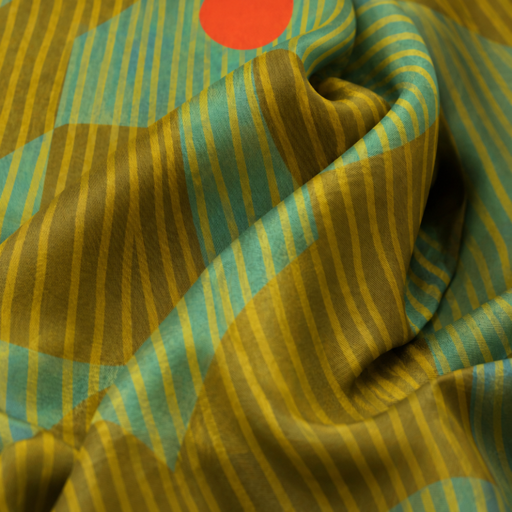 Rising Sun Geometric Silk Scarf