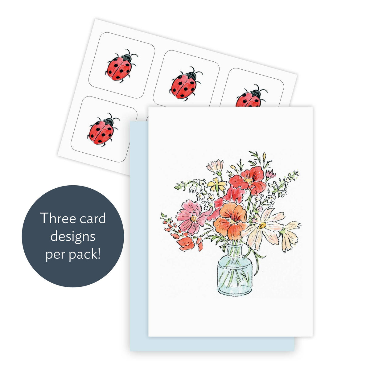 Summer Blooms Mini Note Cards Set of 6