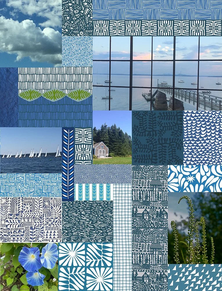 Blue Colorblock Collage Archival Print by Jennifer Judd-McGee