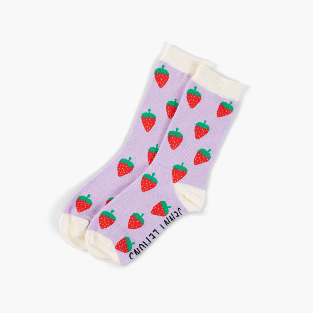 Lavender Strawberry Crew Socks