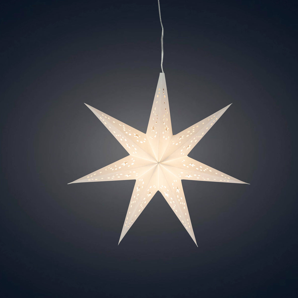 Twinkle Star 7 Pointer, 9", White Paper Star Lantern Light