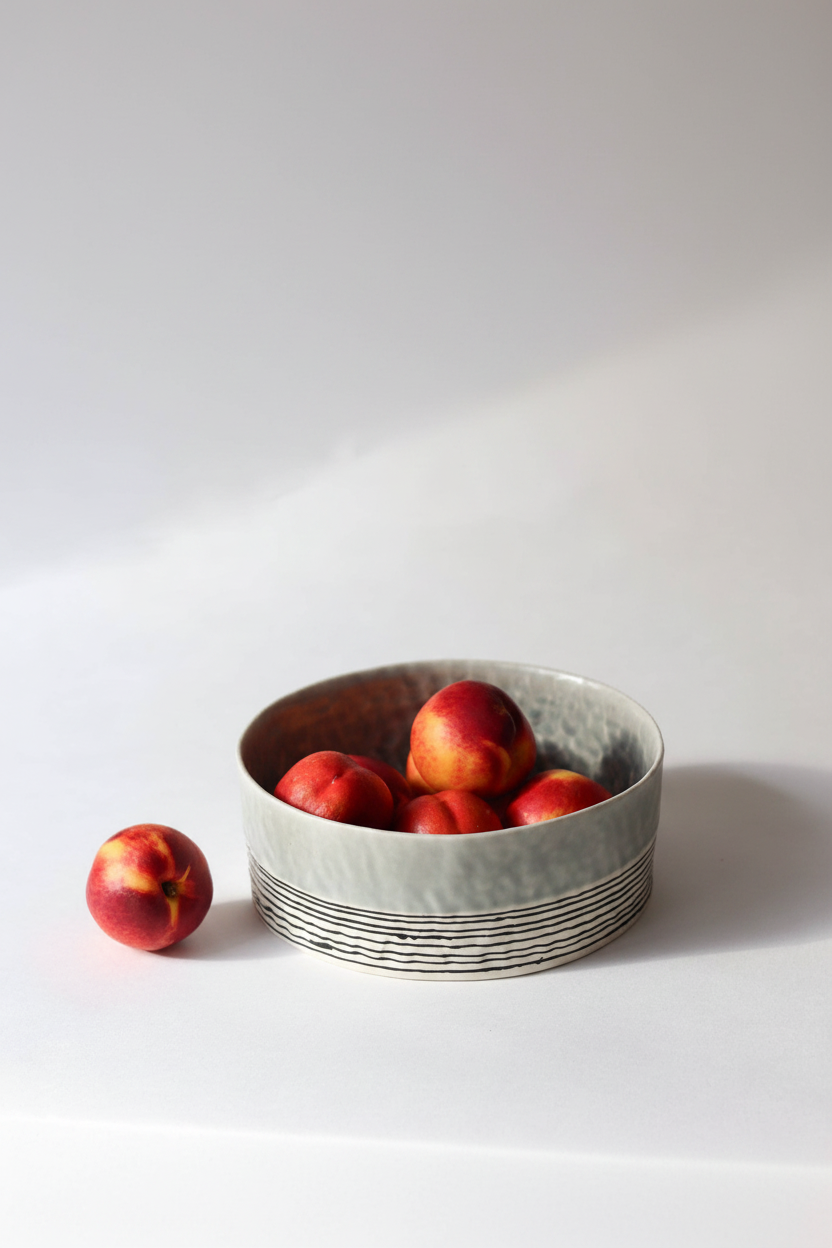 Everyday Pinched Serving Bowl with Stripes
