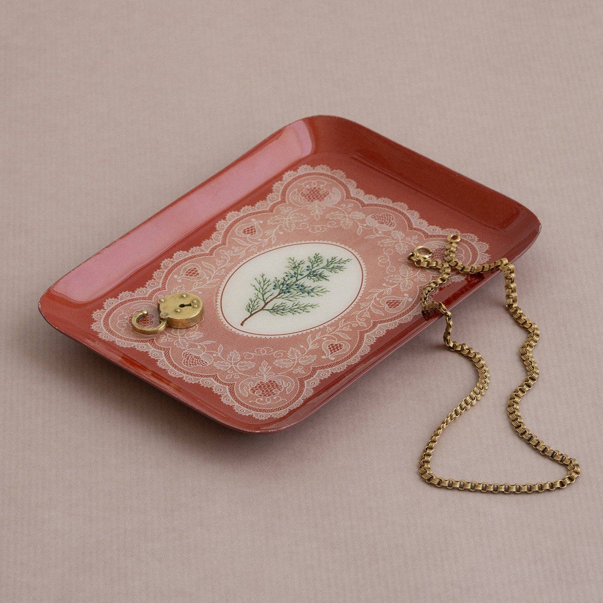 Juniper Lace Rectangular Enamel Tray