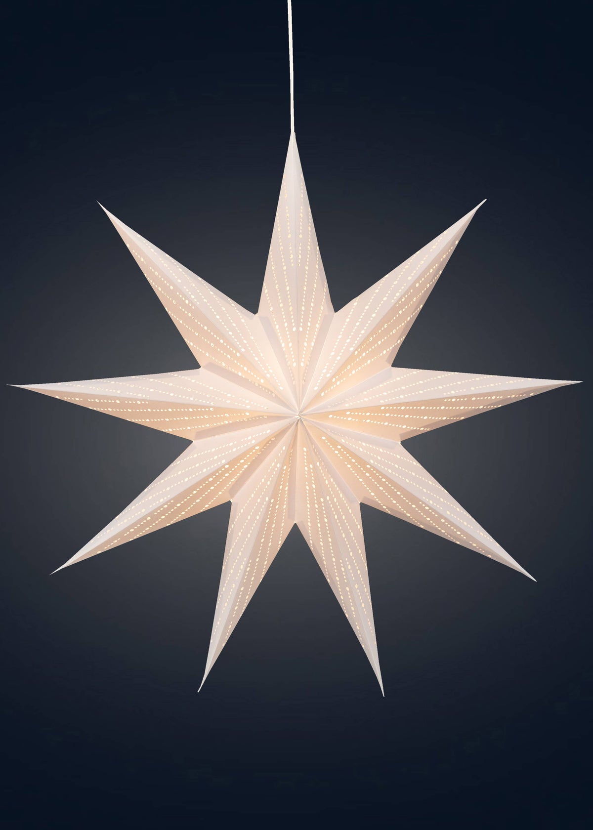 Dottie 9 Pointer, 18inch, White, Paper Star Lantern Light